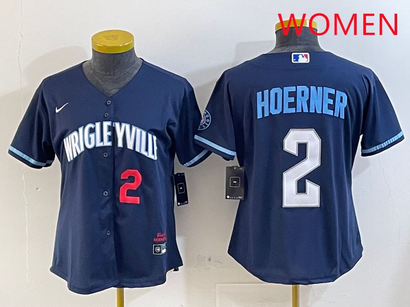 Women Chicago Cubs #2 Hoerner Blue City Edition Game 2025 Nike MLB Jersey style 3->women mlb jersey->Women Jersey